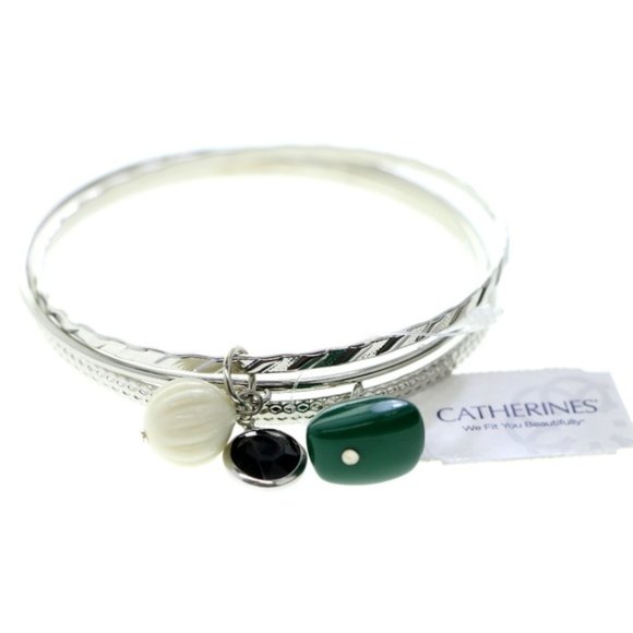 Catherines Jewelry - Catherine's plus sized silver charm bangle set